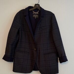 J. Crew Women's Navy Plaid Blazer